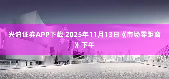兴泊证券APP下载 2025年11月13日《市场零距离》下午